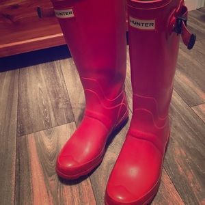Red Hunter rain boots size 8